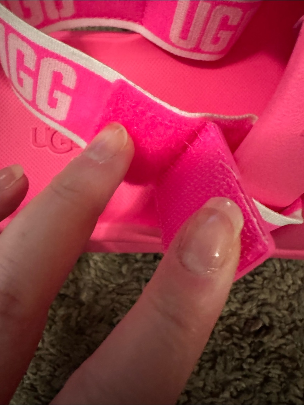 UGG Hot Pink Cushioned Slide with Logo Heel Adjustable Strap Women’s Size 8 - Picture 10 of 12